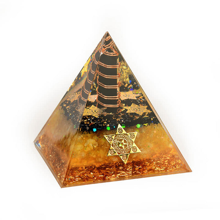 Olivenorma Ossidiana Citrino Cubo di Metatron Piramide Orgonica