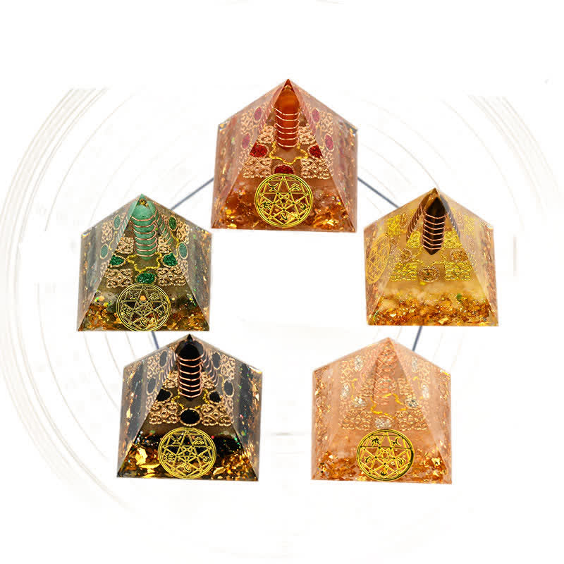 Olivenorma Cinque Elementi Metallo Legno Acqua Fuoco Terra Orgone Piramide