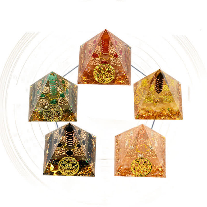 Olivenorma Cinque Elementi Metallo Legno Acqua Fuoco Terra Orgone Piramide