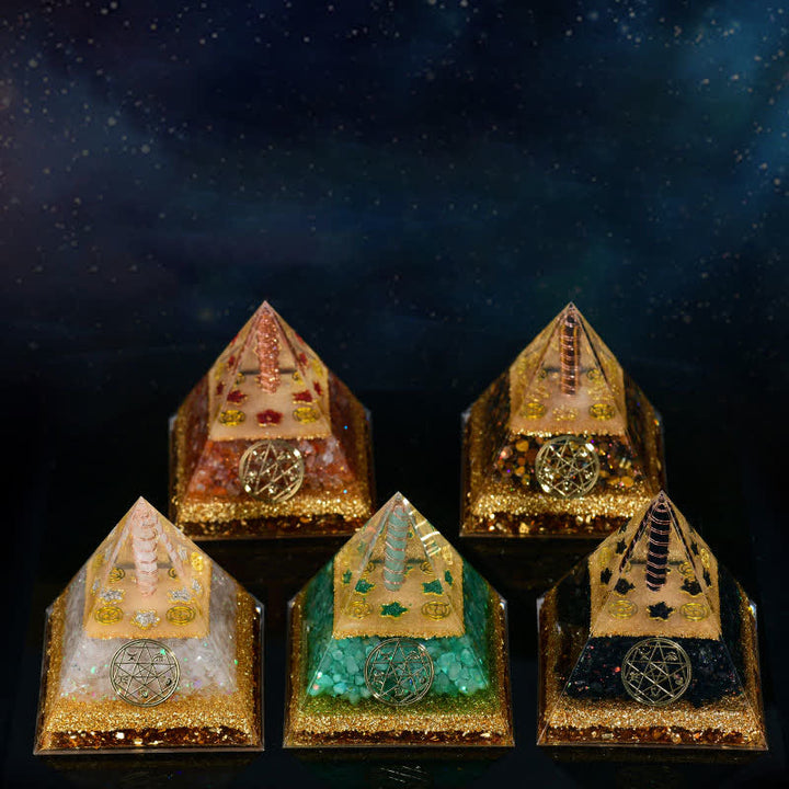 Olivenorma Cinque Elementi Metallo Legno Acqua Fuoco Terra Orgone Piramide
