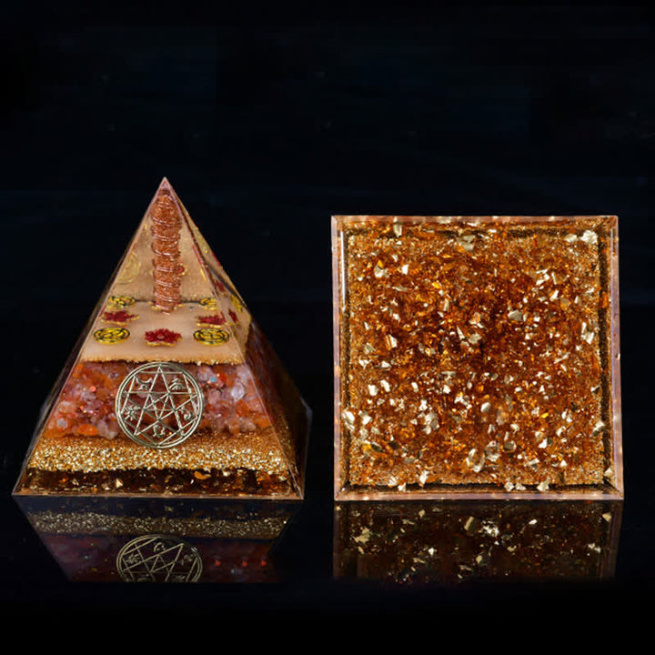 Olivenorma Cinque Elementi Metallo Legno Acqua Fuoco Terra Orgone Piramide