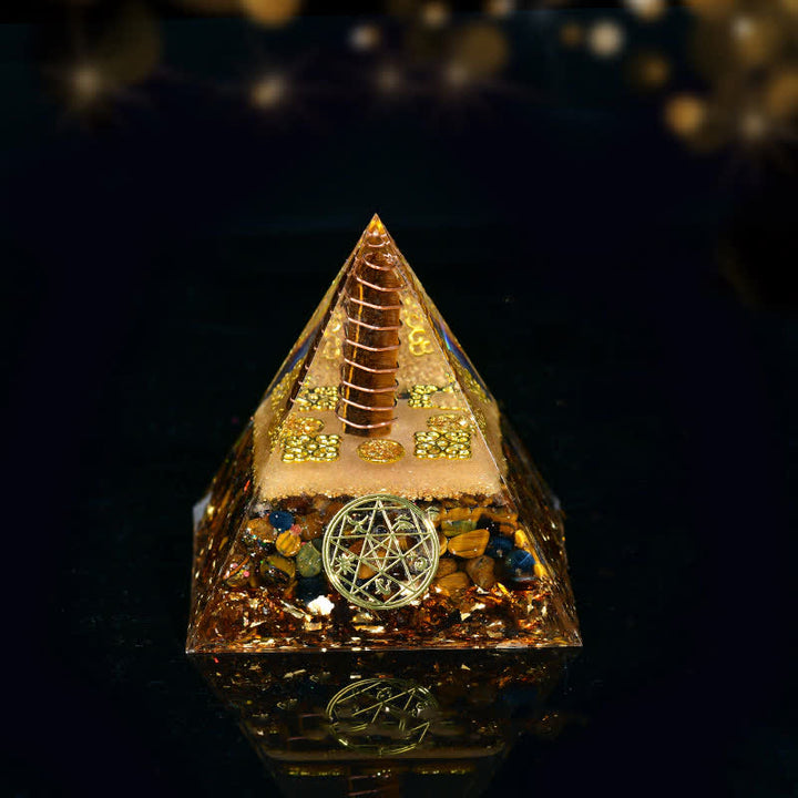 Olivenorma Cinque Elementi Metallo Legno Acqua Fuoco Terra Orgone Piramide
