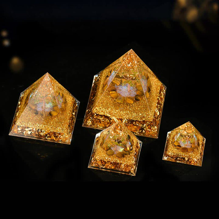 Olivenorma Peridot Occhio di Tigre Albero della Vita Piramide Orgonica