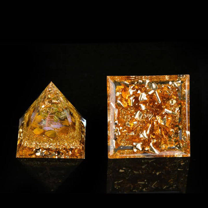 Olivenorma Peridot Occhio di Tigre Albero della Vita Piramide Orgonica