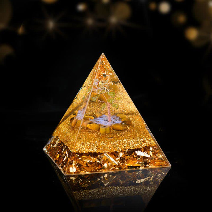 Olivenorma Peridot Occhio di Tigre Albero della Vita Piramide Orgonica