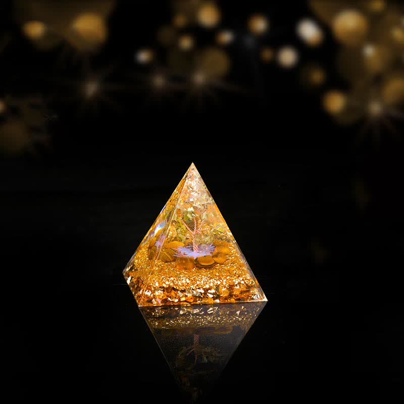 Olivenorma Peridot Occhio di Tigre Albero della Vita Piramide Orgonica