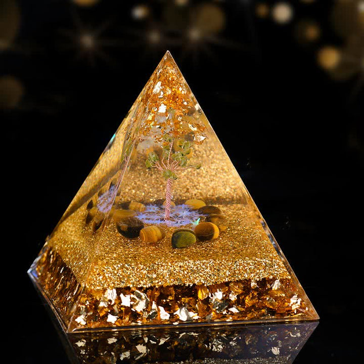 Olivenorma Peridot Occhio di Tigre Albero della Vita Piramide Orgonica
