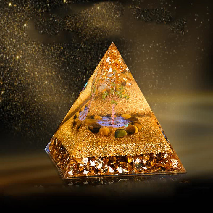 Olivenorma Peridot Occhio di Tigre Albero della Vita Piramide Orgonica