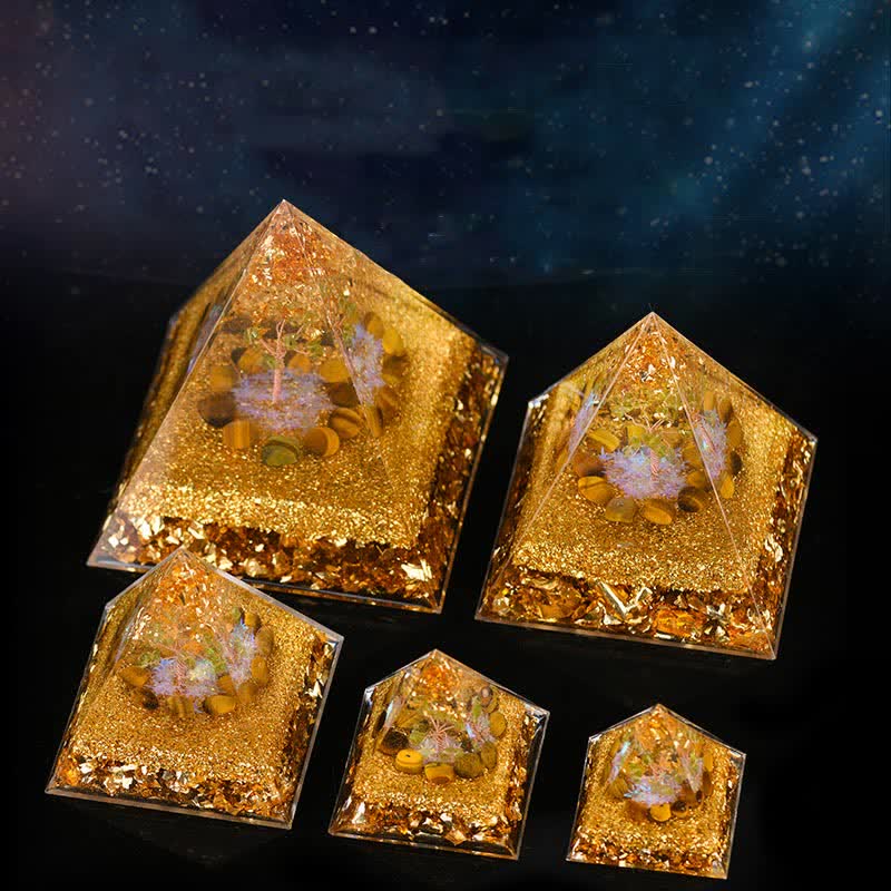 Olivenorma Peridot Occhio di Tigre Albero della Vita Piramide Orgonica