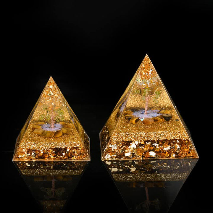 Olivenorma Peridot Occhio di Tigre Albero della Vita Piramide Orgonica