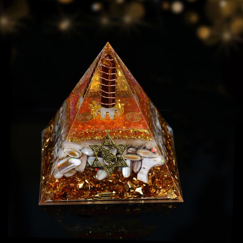 Olivenorma 10cm Buona Fortuna Prisma di Cristallo Naturale Piramide Orgonica
