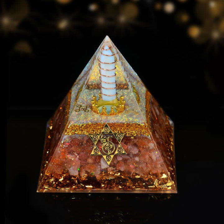 Olivenorma 10cm Buona Fortuna Prisma di Cristallo Naturale Piramide Orgonica