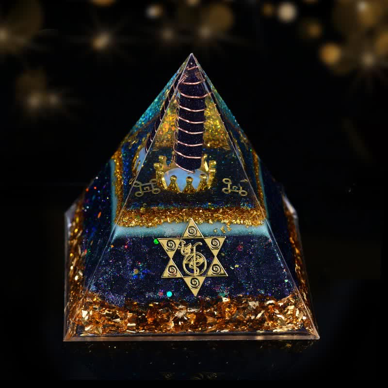 Olivenorma 10cm Buona Fortuna Prisma di Cristallo Naturale Piramide Orgonica