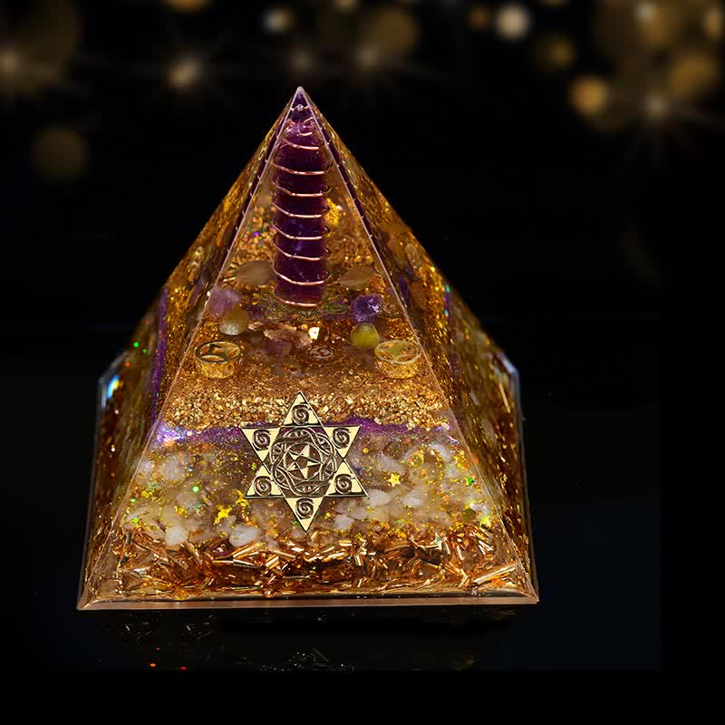 Olivenorma 10cm Buona Fortuna Prisma di Cristallo Naturale Piramide Orgonica