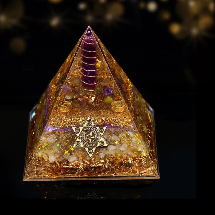 Olivenorma 10cm Buona Fortuna Prisma di Cristallo Naturale Piramide Orgonica