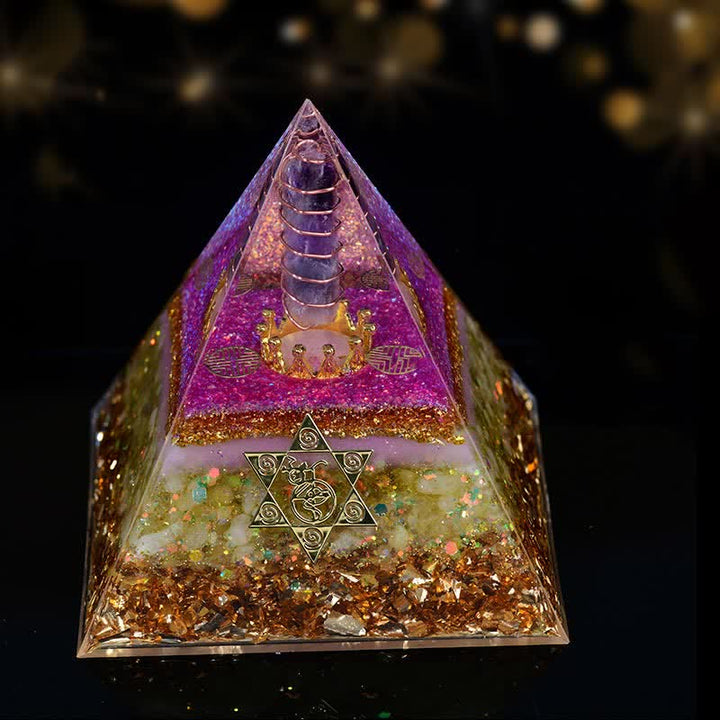 Olivenorma 10cm Buona Fortuna Prisma di Cristallo Naturale Piramide Orgonica