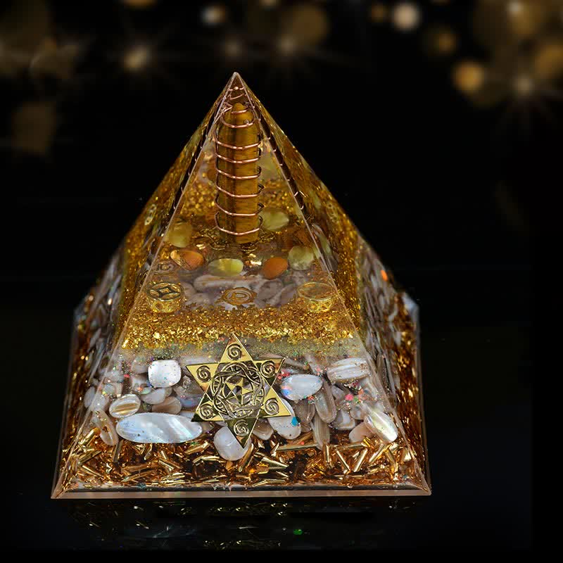 Olivenorma 10cm Buona Fortuna Prisma di Cristallo Naturale Piramide Orgonica