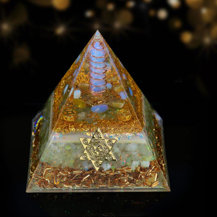 Olivenorma 10cm Buona Fortuna Prisma di Cristallo Naturale Piramide Orgonica