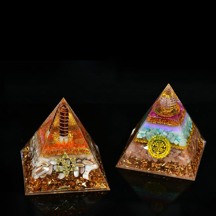 Olivenorma 10cm Buona Fortuna Prisma di Cristallo Naturale Piramide Orgonica
