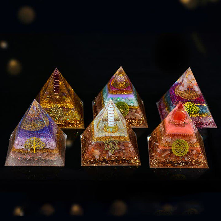 Olivenorma 10cm Buona Fortuna Prisma di Cristallo Naturale Piramide Orgonica