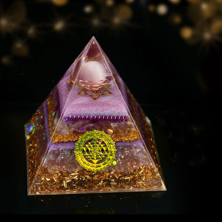 Olivenorma 10cm Sfera di cristallo naturale portafortuna Piramide di Orgone