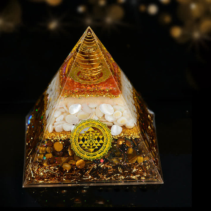 Olivenorma 10cm Sfera di cristallo naturale portafortuna Piramide di Orgone