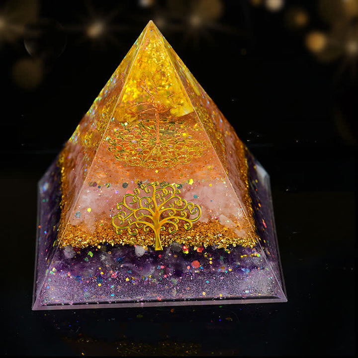 Olivenorma 10 cm piramide di cristallo naturale albero della vita orgone