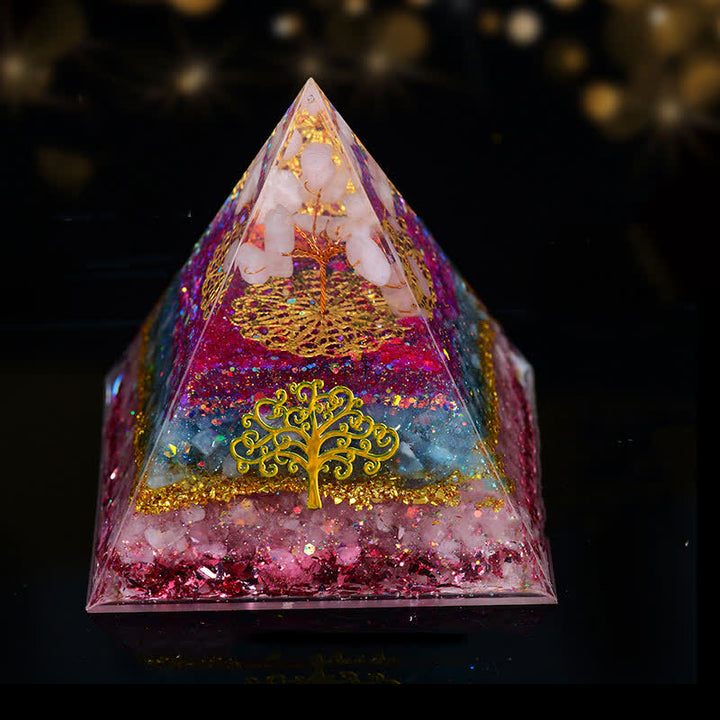 Olivenorma 10 cm piramide di cristallo naturale albero della vita orgone