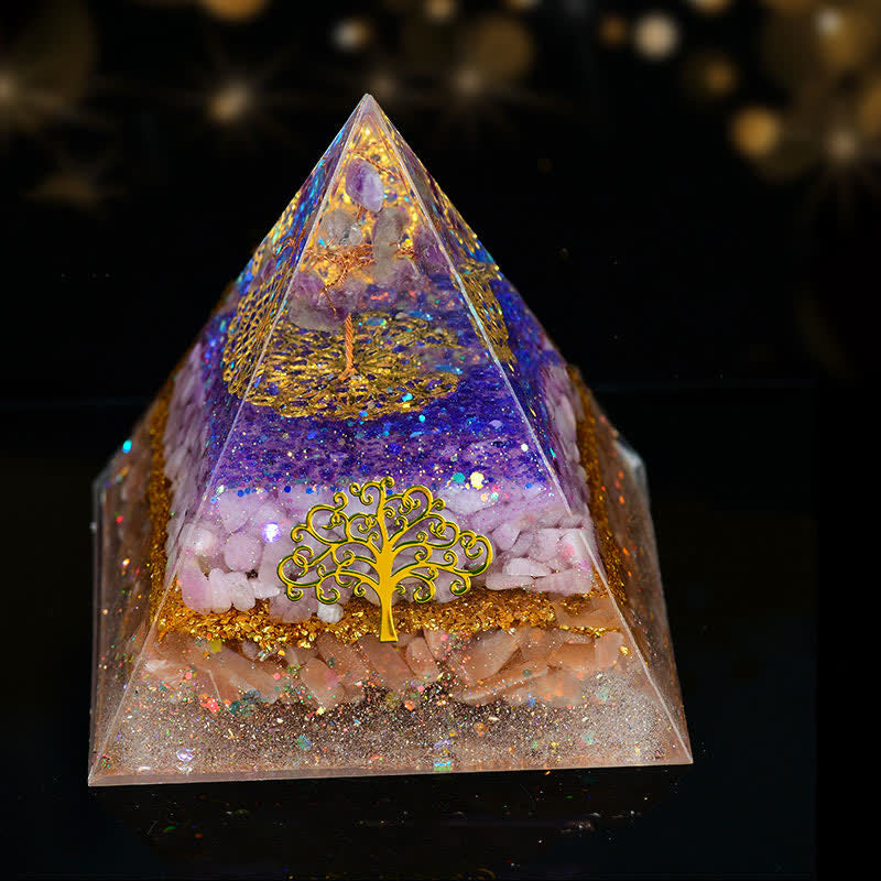 Olivenorma 10 cm piramide di cristallo naturale albero della vita orgone