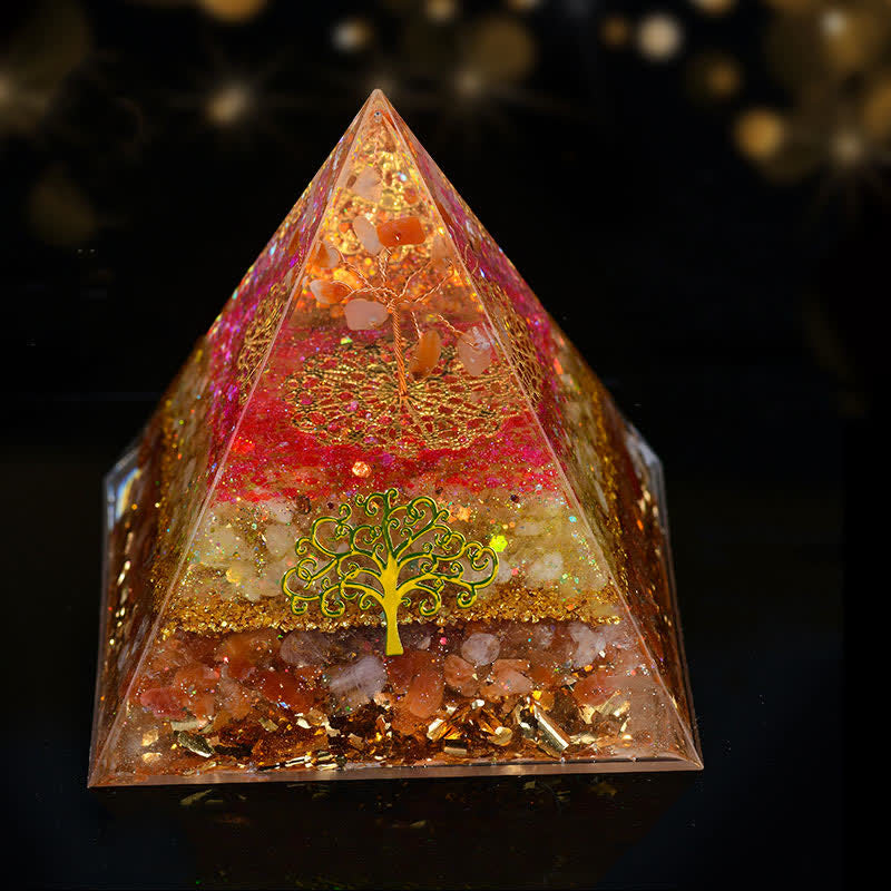 Olivenorma 10 cm piramide di cristallo naturale albero della vita orgone