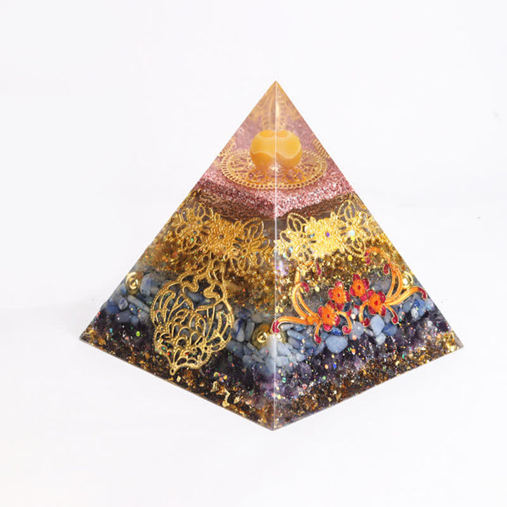 Olivenorma 15cm Piramide di Orgone di Cristallo Naturale