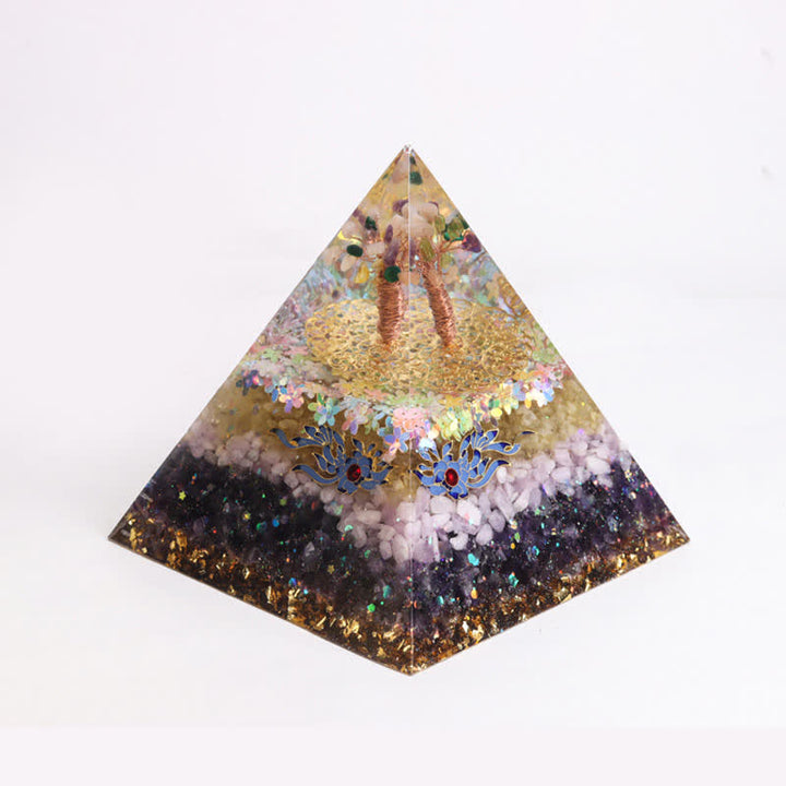 Olivenorma 15cm Piramide di Orgone di Cristallo Naturale
