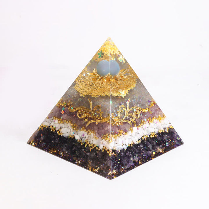 Olivenorma 15cm Piramide di Orgone di Cristallo Naturale