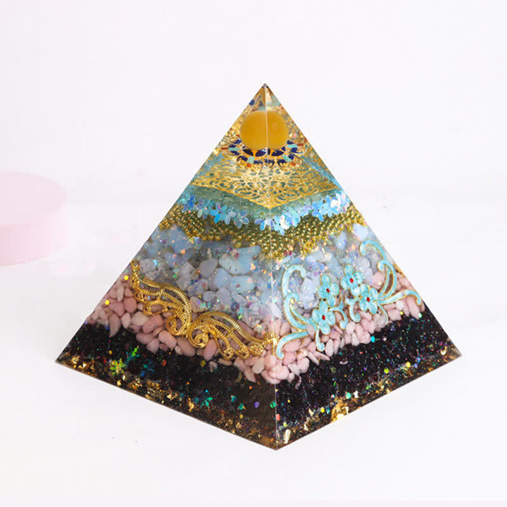 Olivenorma 15cm Piramide di Orgone di Cristallo Naturale