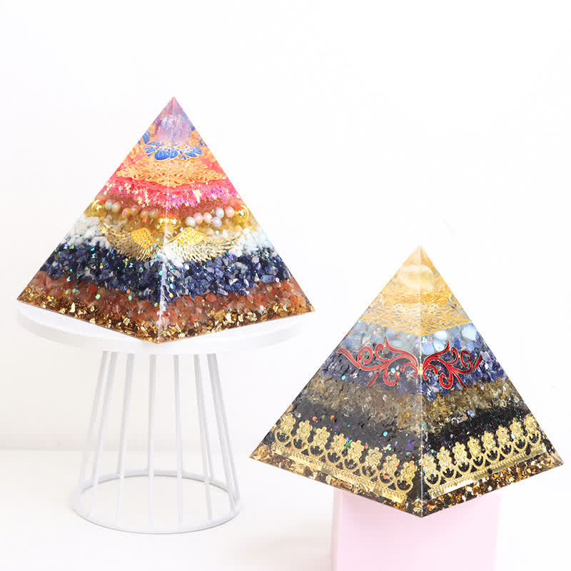 Olivenorma 15cm Piramide di Orgone di Cristallo Naturale