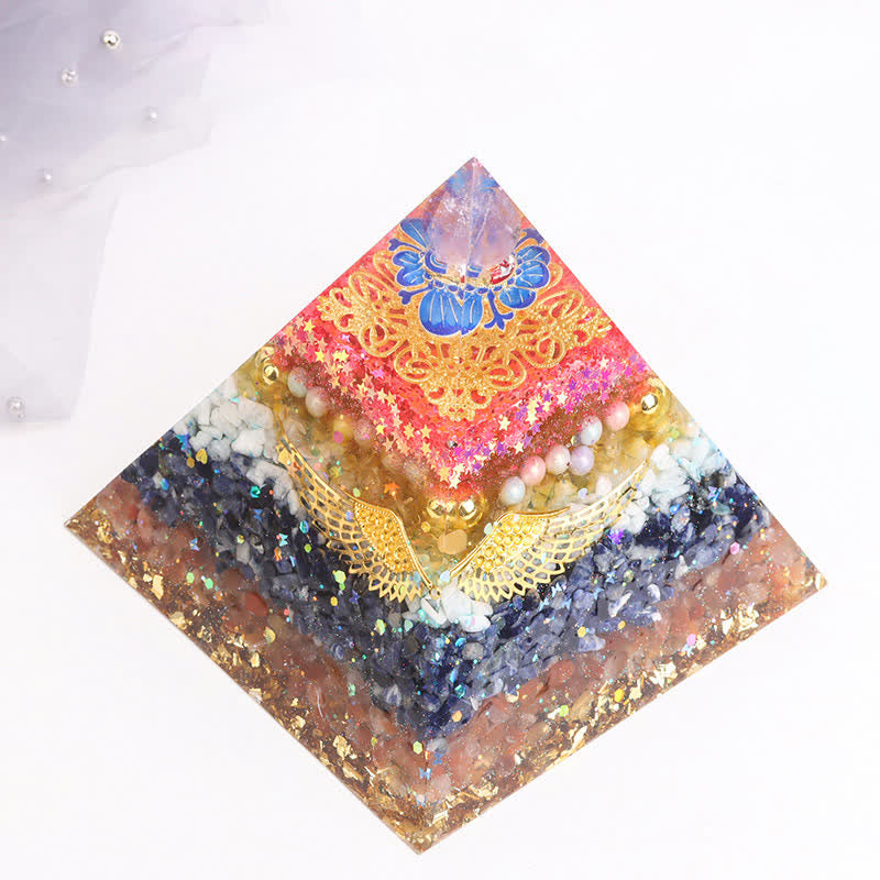 Olivenorma 15cm Piramide di Orgone di Cristallo Naturale