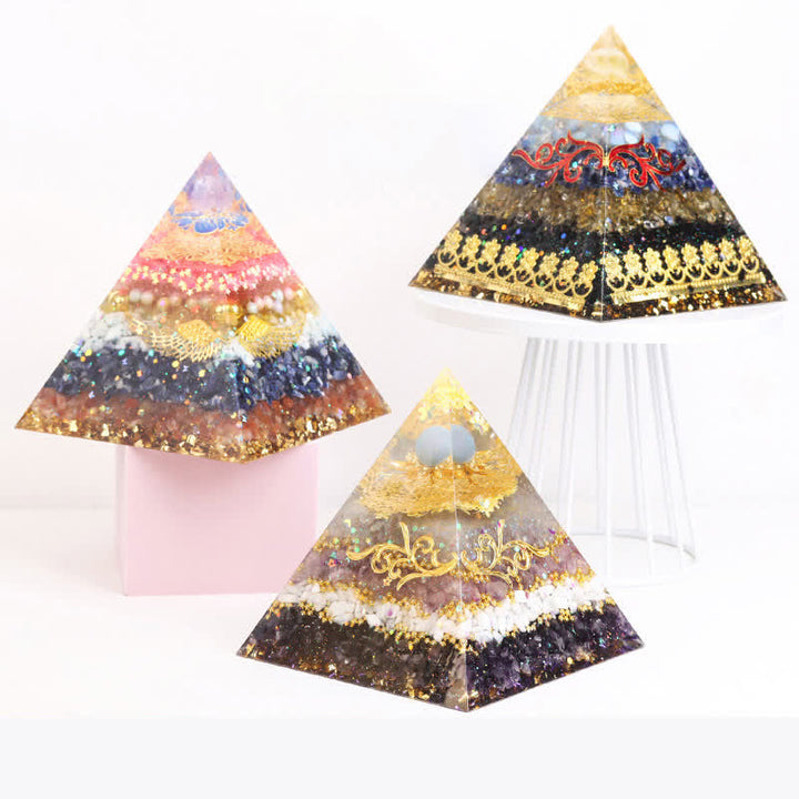 Olivenorma 15cm Piramide di Orgone di Cristallo Naturale
