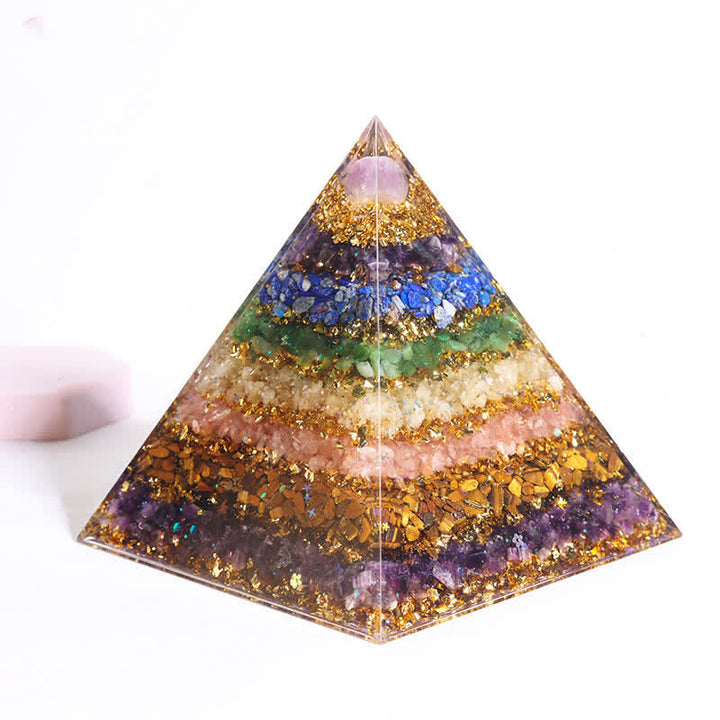 Olivenorma Piramide di Orgone in Cristallo Naturale da 15 cm fatta a mano