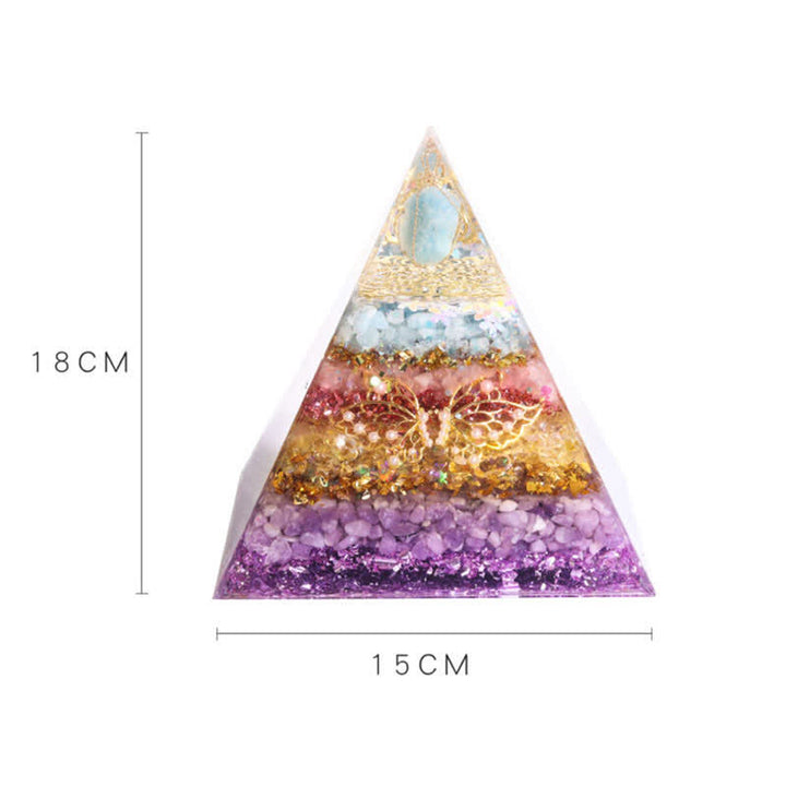 Olivenorma Piramide di Orgone in Cristallo Naturale da 15 cm fatta a mano