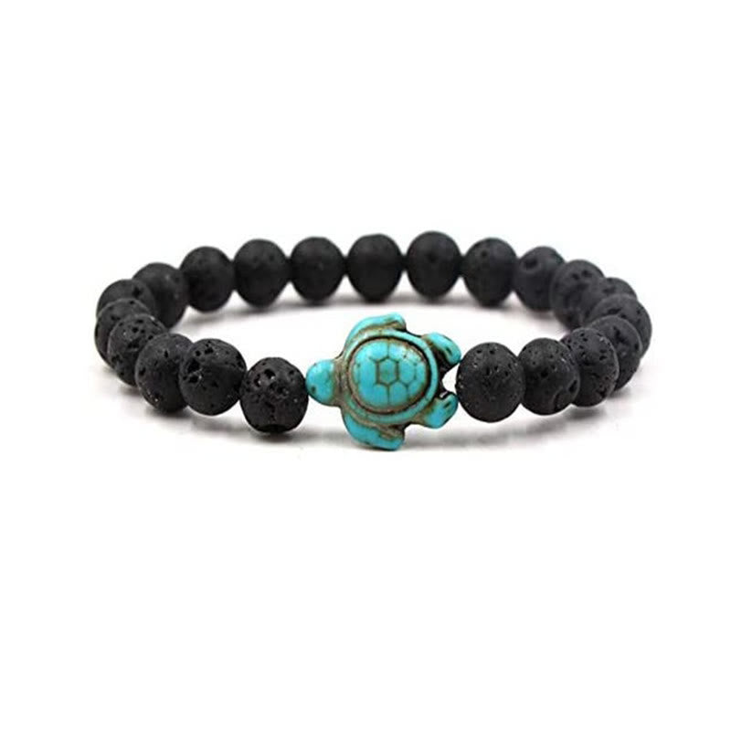 Olivenorma "Sense of Flow" - Bracciale semplice in pietra naturale con tartaruga turchese 