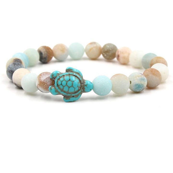 Olivenorma "Sense of Flow" - Bracciale semplice in pietra naturale con tartaruga turchese 