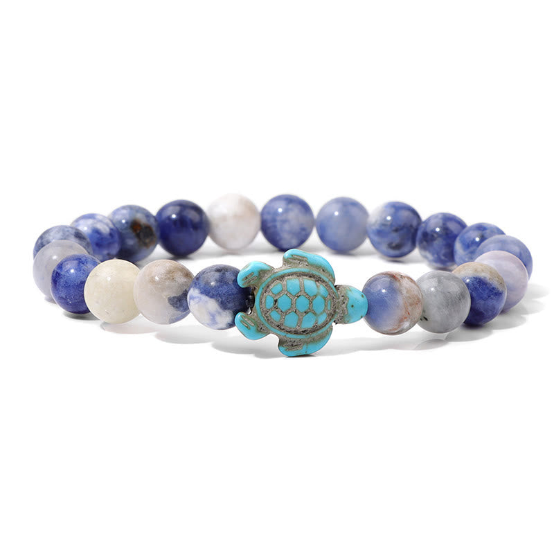Olivenorma "Sense of Flow" - Bracciale semplice in pietra naturale con tartaruga turchese 