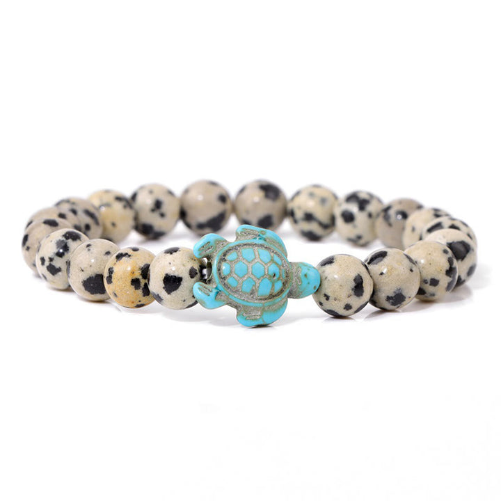 Olivenorma "Sense of Flow" - Bracciale semplice in pietra naturale con tartaruga turchese 