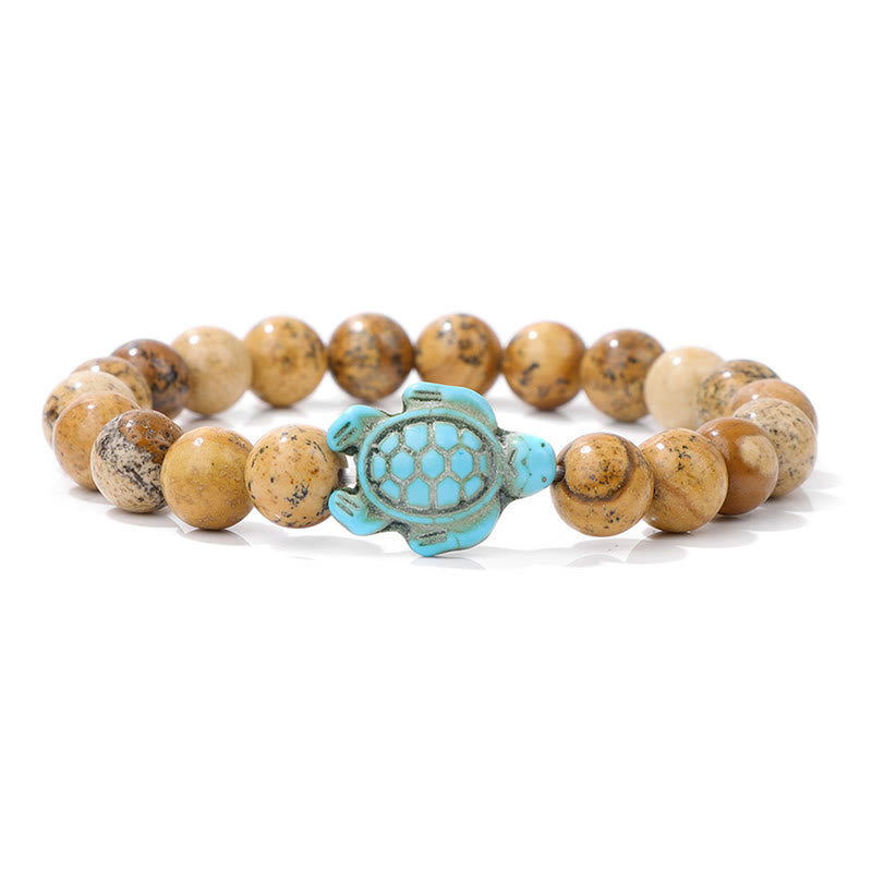 Olivenorma "Sense of Flow" - Bracciale semplice in pietra naturale con tartaruga turchese 