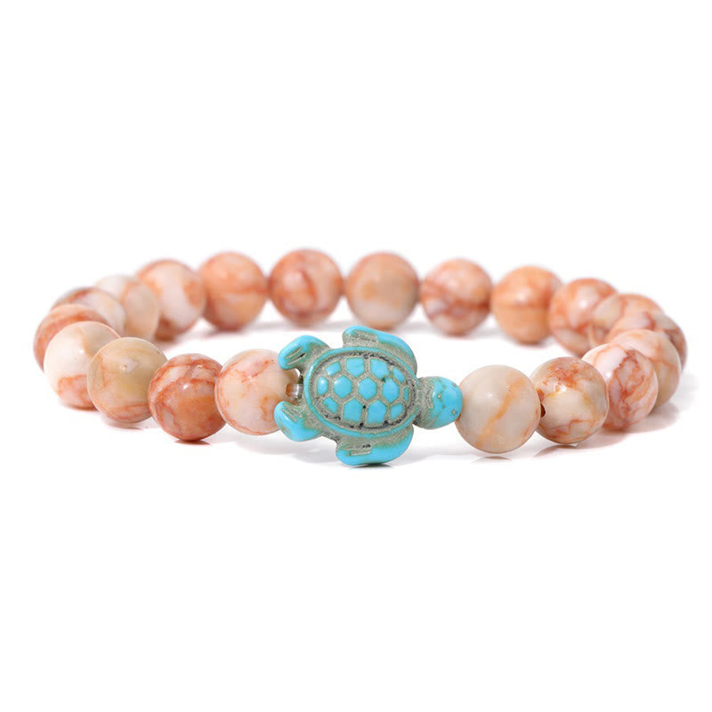 Olivenorma "Sense of Flow" - Bracciale semplice in pietra naturale con tartaruga turchese 