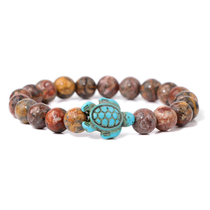 Olivenorma "Sense of Flow" - Bracciale semplice in pietra naturale con tartaruga turchese 
