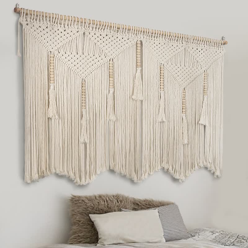 Olivenorma Boho Tapestry Grande decorazione da parete in macramè - Beige (asta appendiabiti non inclusa) - 150x110 cm - image 0