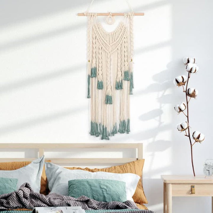 Olivenorma Macrame Verde Beige Arazzo Tessuto Appeso Decorazione da Parete 