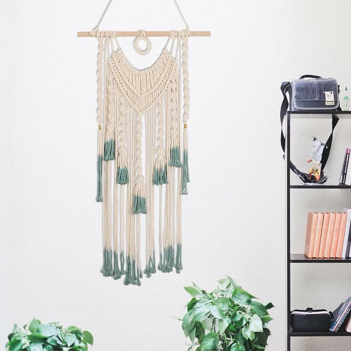 Olivenorma Macrame Verde Beige Arazzo Tessuto Appeso Decorazione da Parete 