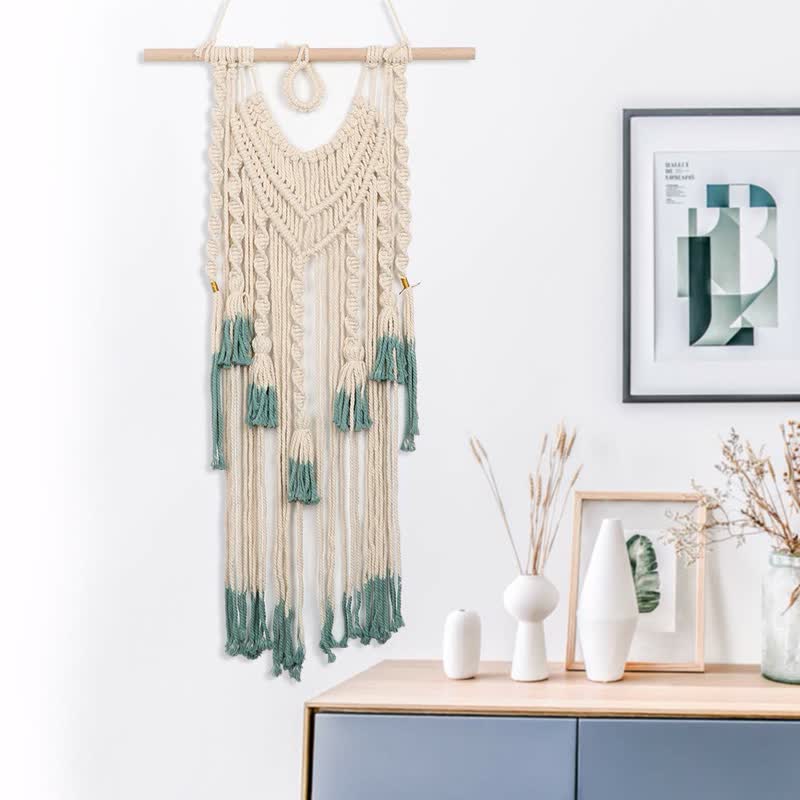 Olivenorma Macrame Verde Beige Arazzo Tessuto Appeso Decorazione da Parete 